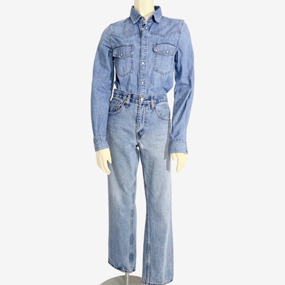 Vintage LEVI’s 516 Faded Medium Blue Wash Jeans / Made in Mexico / Size Small - Picture 6 of 16